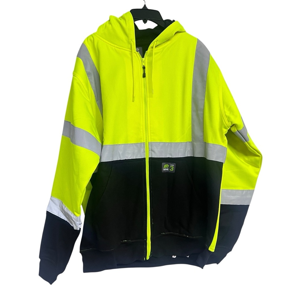 NWT Berne High-Visibility Class 3 Color Block‎ Hooded Sweatshirt Jacket